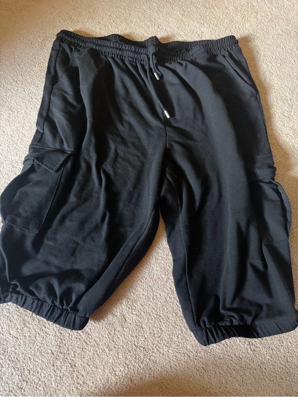 Black Cargo Capris with Drawstring Waist